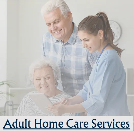 Adult Home Care Services - Nurse showing information to a man and woman