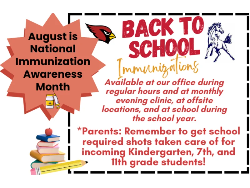 Back To School Immunizations flier