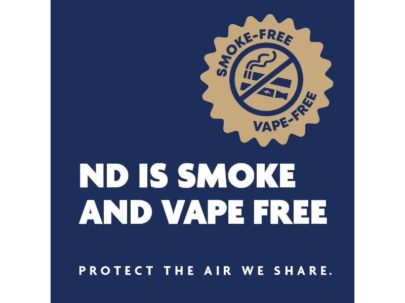 graphic with the words: Smoke-Free, Vape-Free; ND is smoke and vape free. Protect the air we share.